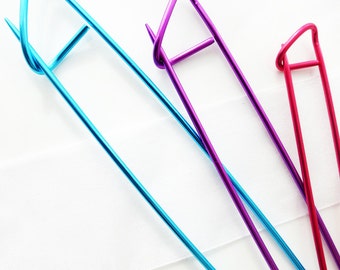 Colorful Stitch Holders Aluminium Pins for Knitters and Crocheters - Three Sizes Available