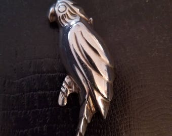 Vintage Sterling Silver Parrot Pendant/Brooch