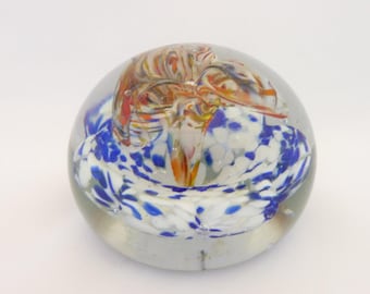 Glass Paperweight Altaglass, Made in Medicine Hat Alberta, Canada, Collectible Paperweight With Lily