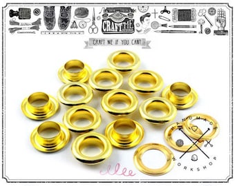 100pcs 1/4" Hole GOLD Metal Grommets Eyelets with Washers For Bead Cores, Clothes, Leather, Canvas