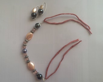 Beaded bracelet, Swarowski crystals and silk