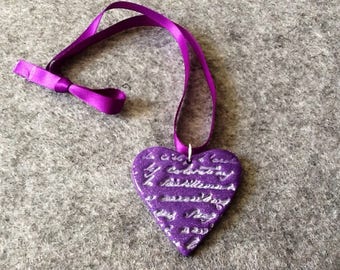 Message with polymer clay Heart Necklace