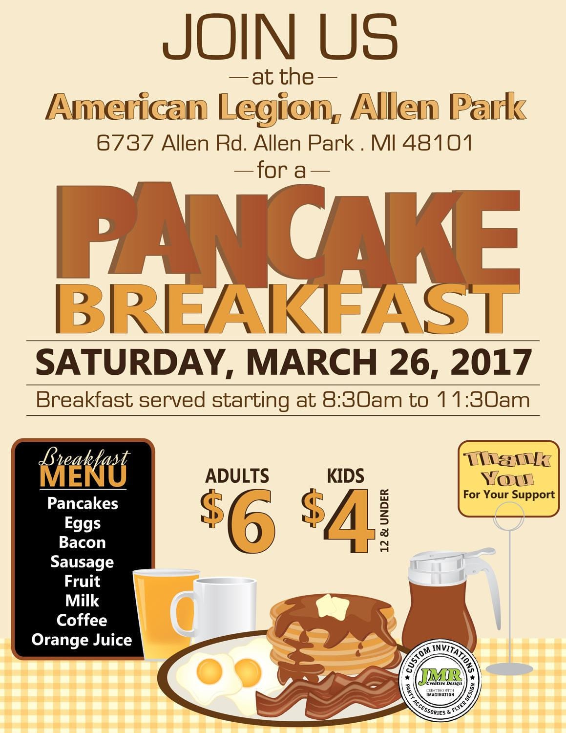 Pancake Breakfast Flyer All You Can Eat Benefit Flyer 