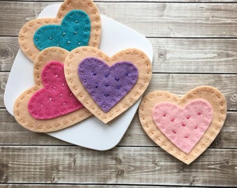 felt cookies, play food tea party cookies, princess party favors, felt frosted play cookies, gifts for girls