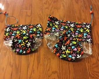 Clear Plastic Toy Storage Bag Set of 2, Paint Splattee Print Bags, Plastic Storage Bags, Toy Storage Bag, Toy Bag, Craft Storage Bag, Art