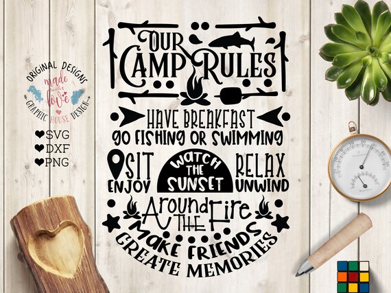 Download Camp Rules svg Our Camp Rules Cut File in SVG DXF PNG Camp