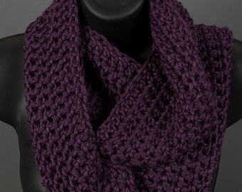 Women's infinity scarf, plum scarf, ready to ship, crocheted scarf