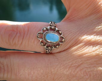 Turquoise and Sterling Silver Ring Size 7.25