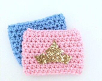 Sleeping Beauty Aurora Princess Crown Gold Glitter Briar Rose Coffee Sleeve Drink Crochet Cozy Cozies