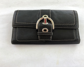 Vintage Coach Black Leather Clutch Wallet