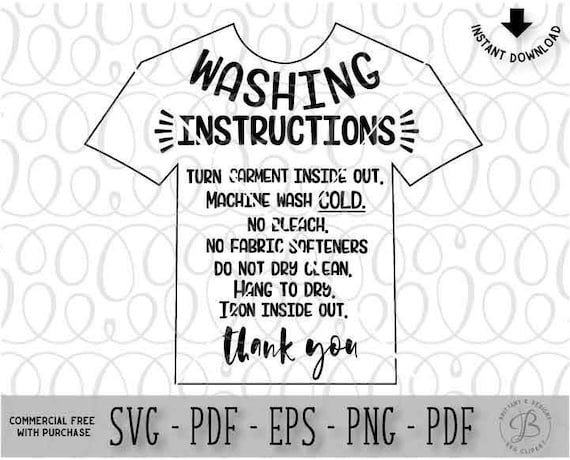 Download Garment Care Card SVG HTV wash instructions Clothing care