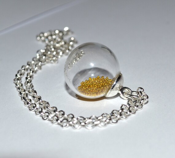 Glass Ball Necklace Clear Glass Orb Bottle Necklace Round