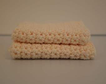 Handmade Crochet Wash/Dish Cloths Peach (set of 2)