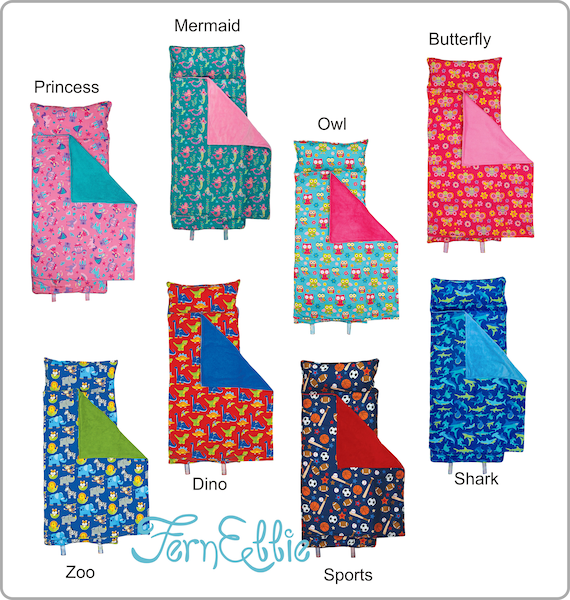 Stephen Joseph All Over Print Personalized Nap Mats, Boys and Girls, Sleeping Bag, Personalization Included!