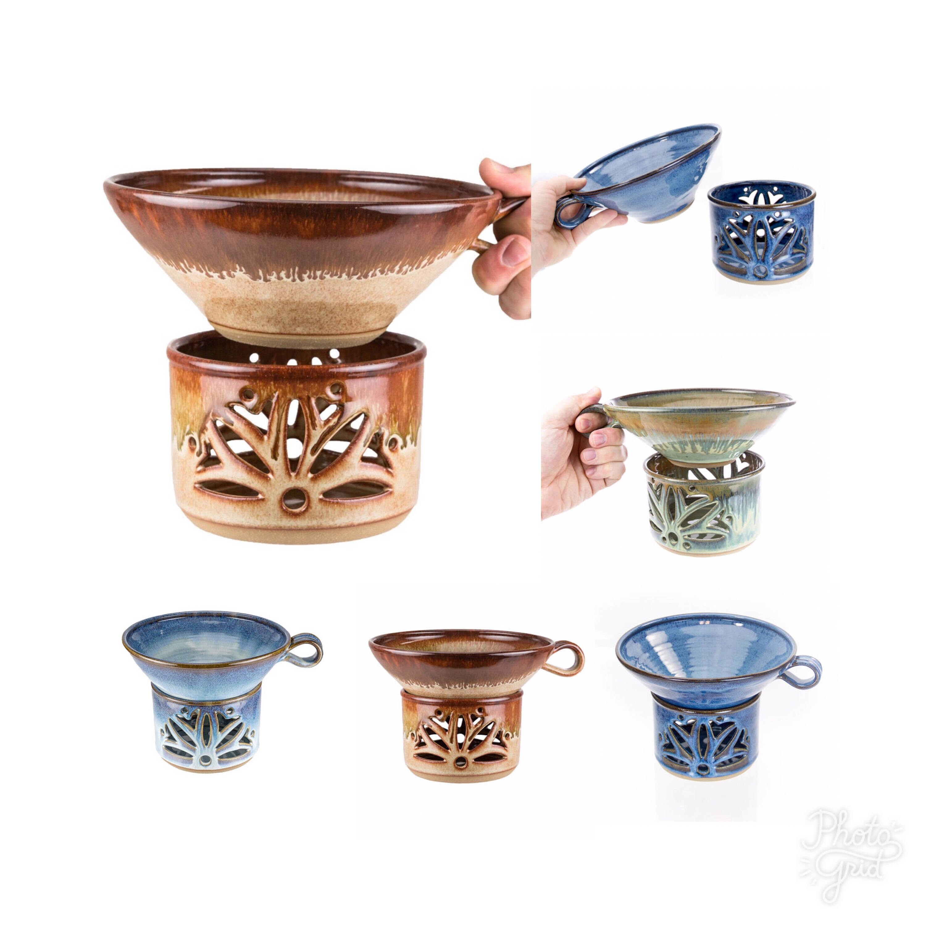 Hand thrown pottery Queso Warmer / Hot dip warmer with hand