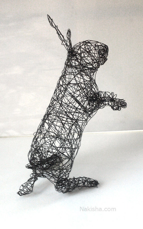 Life Sized Rabbit Sculpture Unique Wire Animal Sculpture