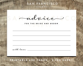Advice for the Bride and Groom Cards | Wedding Advice Cards | Modern | BROOKE Collection | Printable, Instant Download PDF file