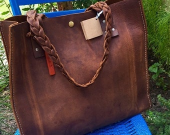 Summer Is Here Sale Distressed Leather Tote* Leather Tote* Soft Leather Tote* Large Leather Tote* Brown Leather Tote* Handmade in the USA