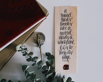 A Mind Needs a Book / The Imp's Quote / Wood Bookmark / Free US Shipping