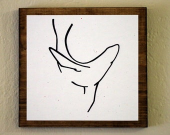 Sea Lion Minimalist Animal Art -Original Drawing on Wood