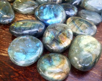 1-2" Grade AA to A- Labradorite Polished Stone, Tumbled, Crystals, Flash, Spectrolite, Pocket, Stone, Specimen, Healing, Meditation, Chakra
