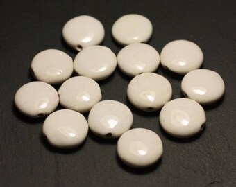 4pc - ceramic porcelain beads 16mm white - 8741140017764 beads