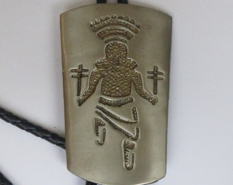 Handcrafted Silver Tone Kachina Dancer Bolo Tie IC Lot P