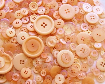 50 Coral Colored Buttons, Melon, Assorted Buttons, Sewing, Crafting Jewelry (1481)