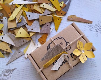 Leather scraps Desert wedding favor tags decor pieces remnants craft supply trim offcuts jewelry making _ Choose your set from 60 to 240 pcs