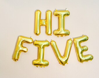 Hi Five Party, 5 Balloon, 5th Birthday Prop, Number 5 Balloon, Hi 5 Party, High Five Theme, Gold 5 Balloon, 5 Years Old, Gold 5,Silver 5