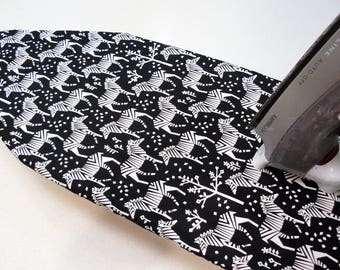 Ironing Board Cover TABLE TOP - black and white zebras and trees safari
