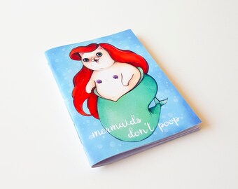 The little mermaid cat notebook - mermaids don't poop weird notebook - original handmade stationery