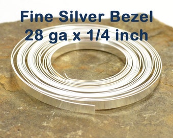 28ga x 1/4" Plain Bezel - Fine Silver - Choose Your Length