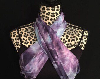 Evening Breeze - Original Hand Painted Batik Shibori Silk Scarf, Painting on Finest and Delicate Margilan Silk, Christmas gift for her