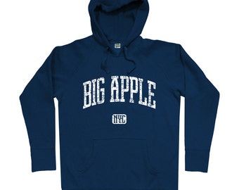 Big Apple NYC Hoodie - Men S M L XL 2x 3x - New York City Hoody, Sweatshirt, Manhattan, Bronx, Queens, Brooklyn, Staten Island - 4 Colors