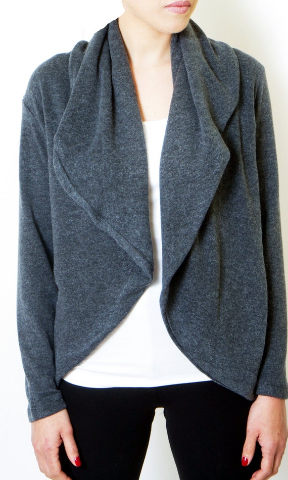 Items similar to Womens Grey Cardigan Classic Jacket Oversized Knit