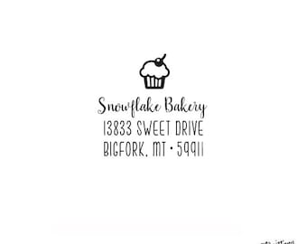 Food Bakery Personalized Custom Return Address Rubber Stamp or Self Inking Cupcake - Home Sweet Home