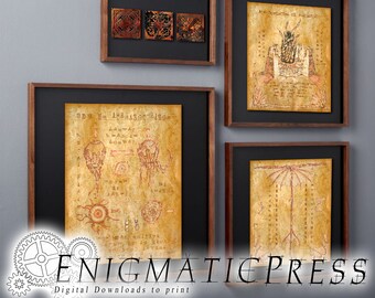 3 Pages of the Necronomicon, eyes and conjuring RPG Evil Dead Props, printable digital download Lovecraft horror book