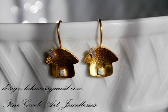 Sweet Home earrings sterling silver gold plated Lakasa eshop Jewelry Gifts for her birthday best ideas woman day anniversary birthday love