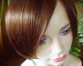 womens wig deep chestnut brown wig chemotherapy alopecia short wig cap wig hat