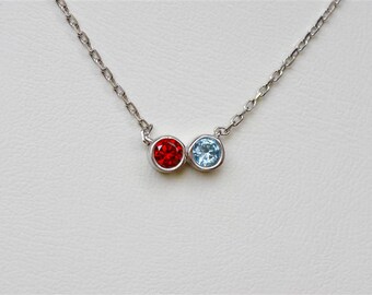 Couples Necklace, Twin Necklace, Two Birthstone Necklace, Birthstone Necklace, Personalized Necklace For Mom, Custom Necklace For Her