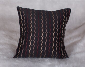 CLEARANCE! Urban Chic 16x16 Black Burgundy Taupe Pewter Designer Stripe Wavy Decorative Throw Square Pillow cover