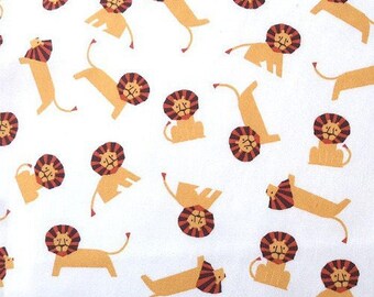 Japanese children Sevenberry fabric - Cotton - little lions on a white background - 50cm (110 x)
