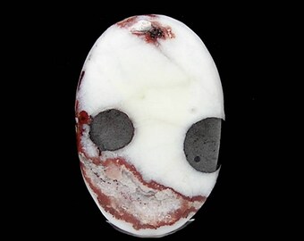 Agate Polka Dot red lace on white Semiprecious Gemstone Cabochon Semi Precious Gem Stone DIY Craft Jewel