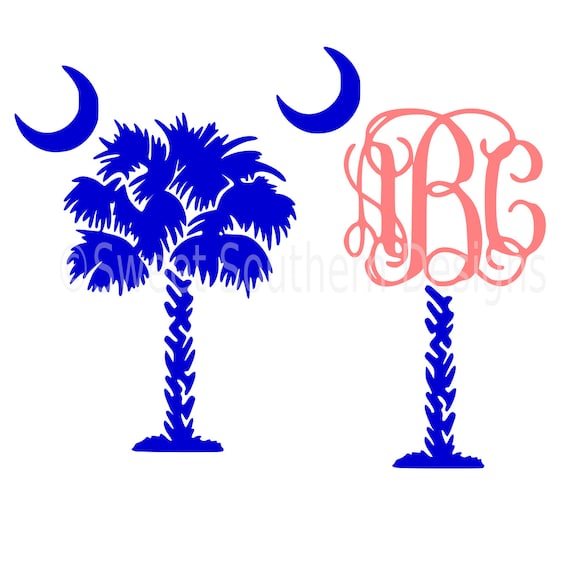 Monogram palmetto trees South Carolina beach SVG instant