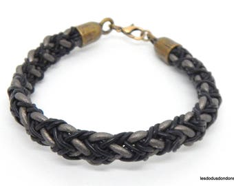 Mixed leather braided bracelet, woman, man, teen, Brown, black