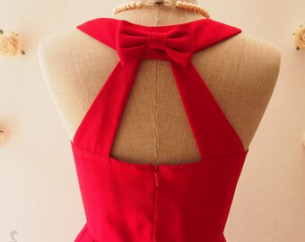 Love Potion - Red Prom Dress Scarlet Red Party Dress Backless Dress Vintage Sundress Cheap Bridesmaid Dress Wedding Summer Dress