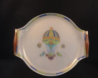 Vintage Georges Briard signed "Fancy Free" Hot Air Balloon large Platter Tray