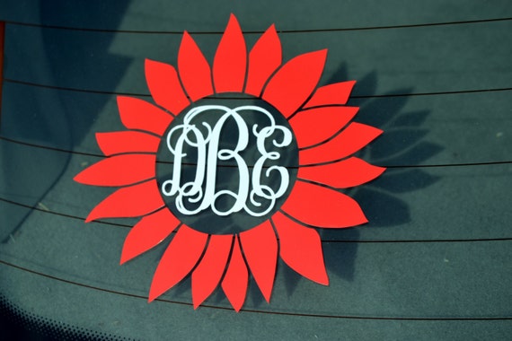 Download Sunflower Monogram Decal Car Decal Flower Vine