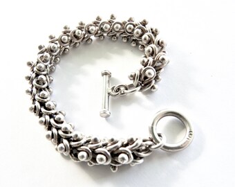 Vintage Mexican Sterling Heavy Toggle Bracelet